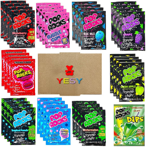 Pop Rocks Crackling Candy Variety Pack Classic Popping Candy Bulk - Pop Rocks Candy, Pop Rocks Bulk Candy, TEN Different Flavors Bulk Pop Rocks Popping Candy (37 Count)