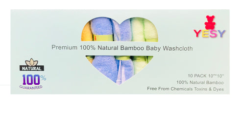 Organic Bamboo Baby Washcloths – Soft Baby Wash Cloths for Face & Body, Gentle on Sensitive Skin – Organic Washcloths Made with Natural Bamboo Set of 10 (A23)