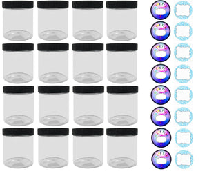 Slime Storage Container Jars with Lids – 16 Pack – 4 oz. Clear